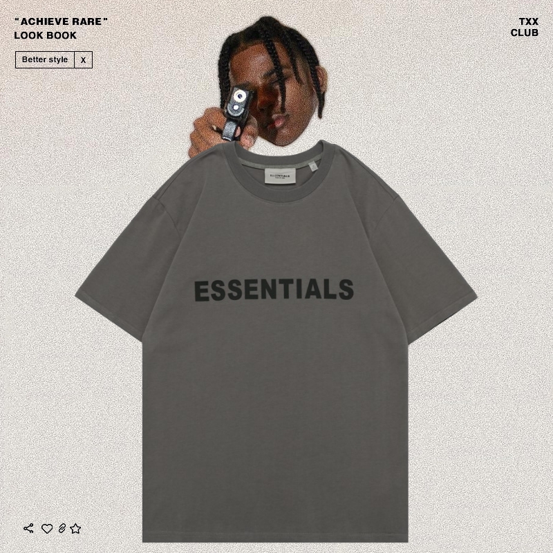 fear of god fog essentials第七季复线压胶字母高街男女短袖t恤