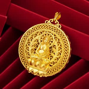 镂空黄金吊坠佛图片