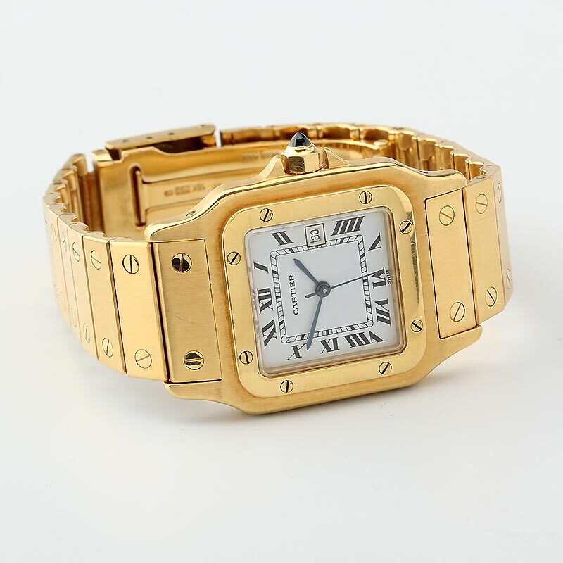 18k金卡地亚santos系列自动男表 华夏典当行