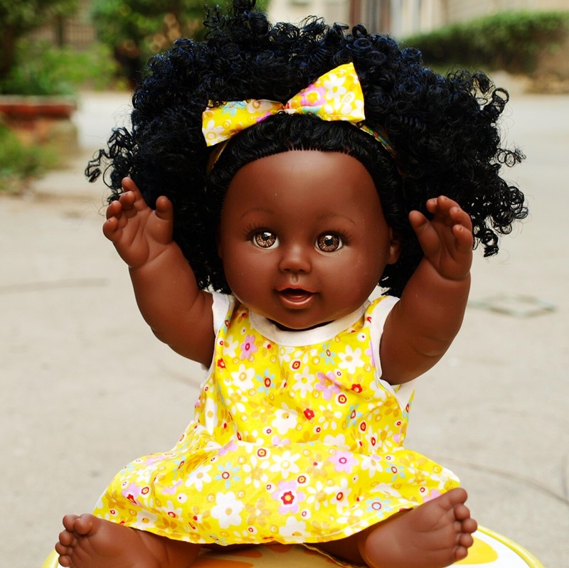 30厘米奈宝尼尔黑人娃娃玩具软胶娃娃非洲女孩仿真娃娃
