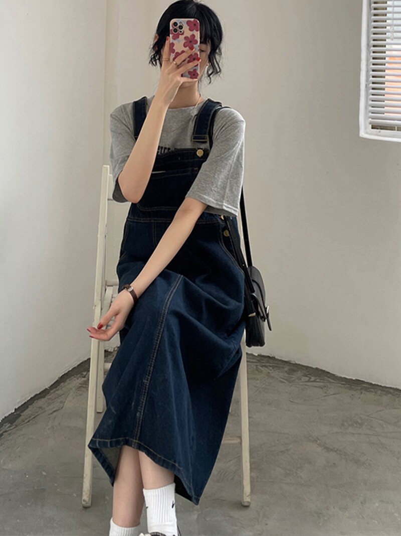 胖妹妹梨形身材穿搭微胖大码牛仔背带裙女春夏薄款显瘦减龄连衣裙