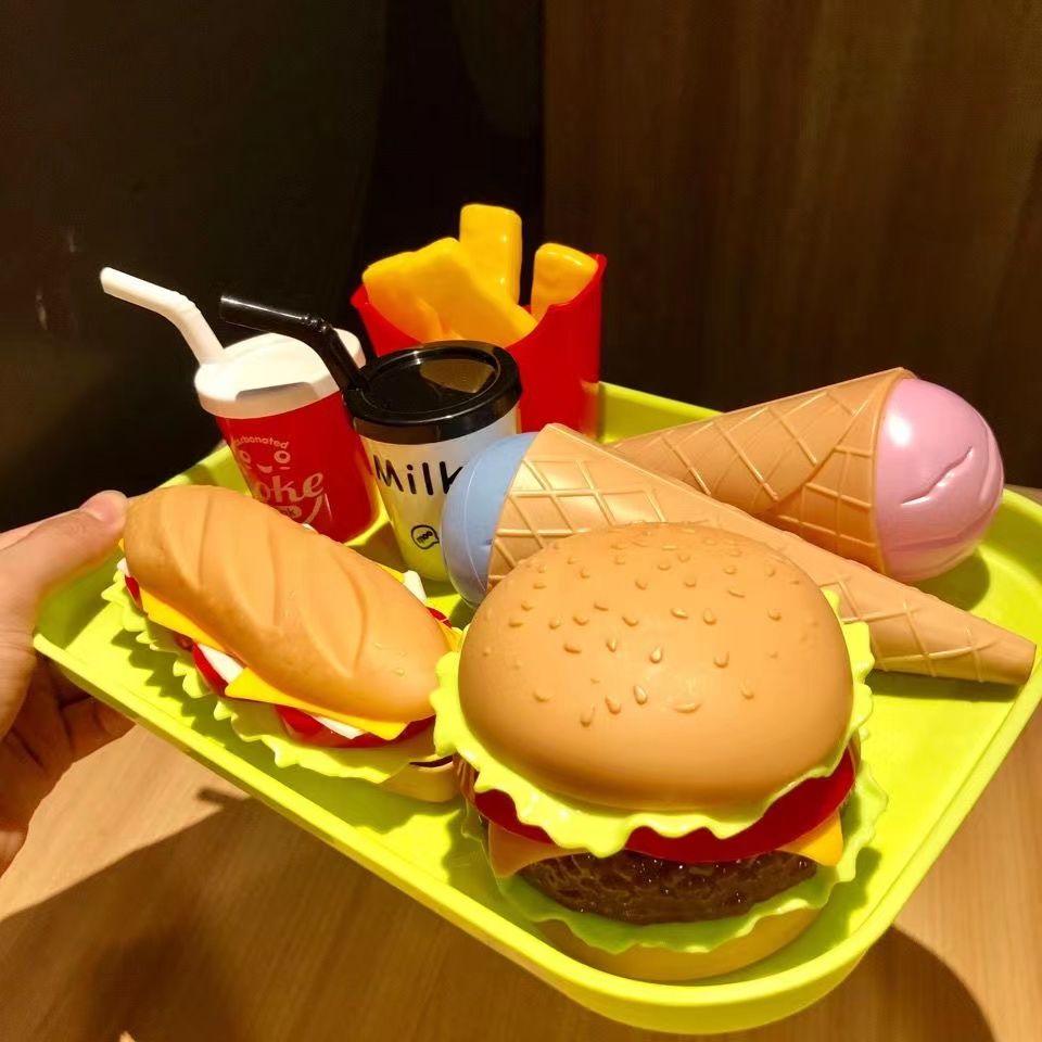 汉堡包模型可拆卸薯条可乐甜甜圈冰淇淋披萨套装食物儿童厨房玩具