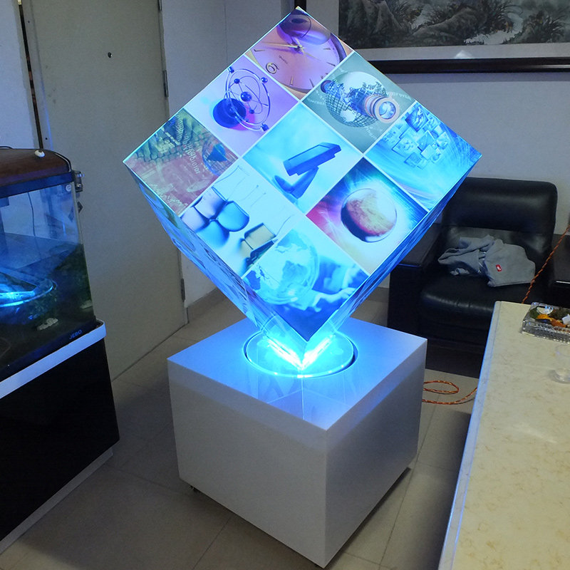 亚克力启动魔方 水晶魔方启动球仪式led旋转启动台 开业庆典道具