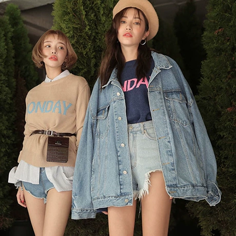 Phụ nữ mùa xuân và mùa thu phiên bản Hàn Quốc của áo khoác phong cách Harajuku rộng rãi retro học sinh cũ áo khoác denim dài tay ngắn hàng đầu xu hướng - Áo khoác ngắn