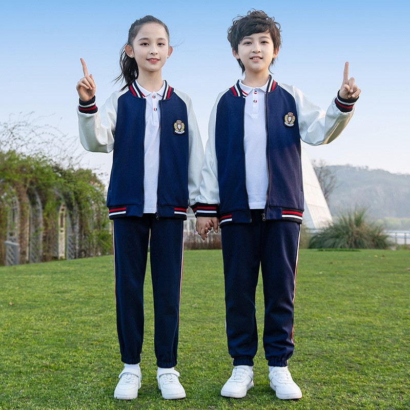 小学生校服班服三件套新款男女童运动服装幼儿园园服棒球服束脚裤