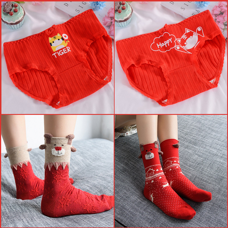 本命年 纯棉_女童本命年内裤12纯棉15岁大红色三角13女孩中大儿童袜子