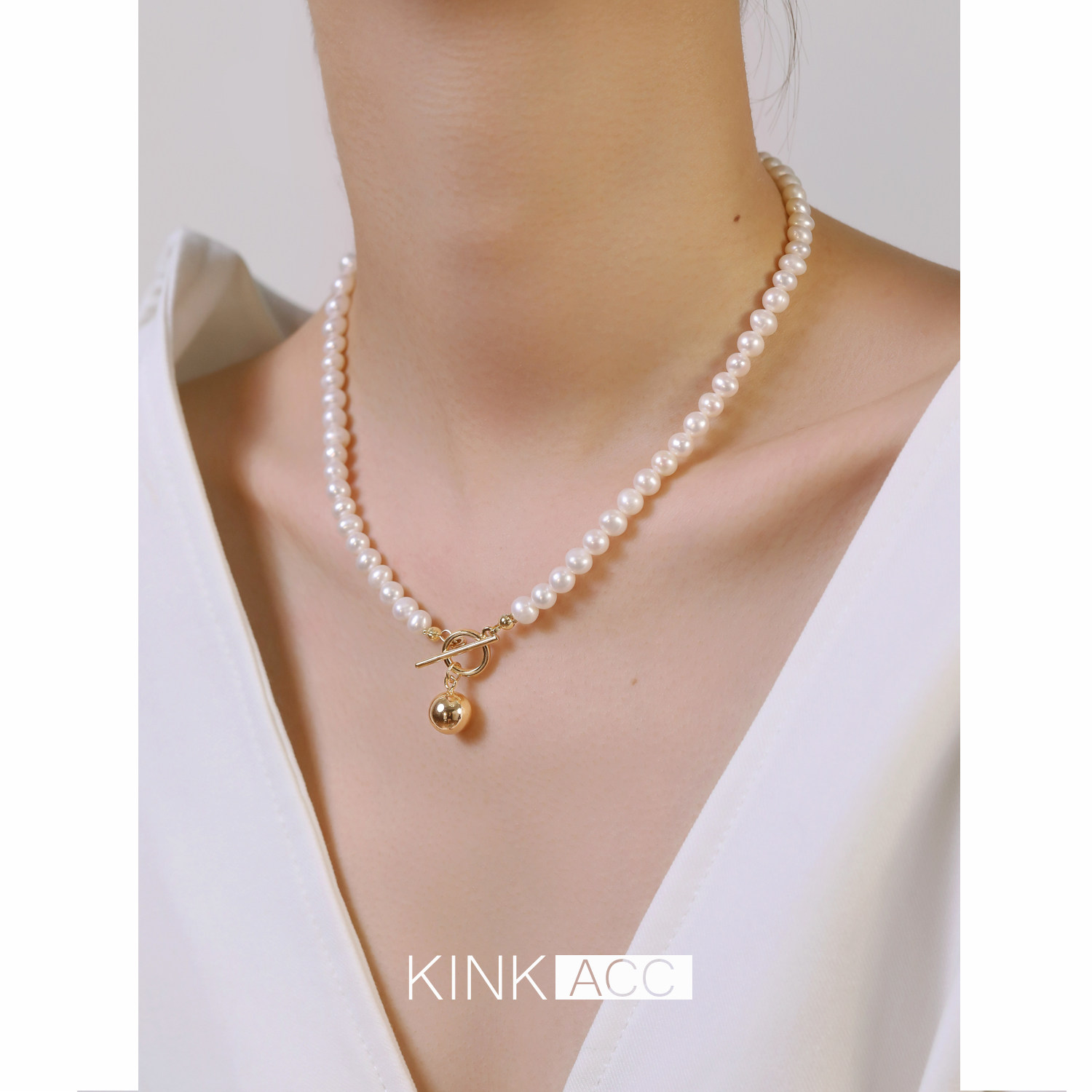 kink 天然淡水珍珠项链女夏吊坠复古ins风高级时尚气质锁骨链饰品
