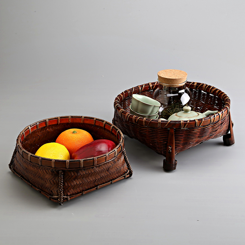 Retro Bamboo Refreshment tray Do the old Dried fruit tray Sewing basket Storage basket snacks A plate Fruit plate Tea ceremony Storage basketsin the Tableware , Tableware , Fruit bowl/Fruit plate/Hamper category - from Buy2taobao.com to provide professional Taobao agent buy service