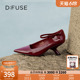 Dfuse秋季款牛皮尖头一字带异形跟高单鞋DF33111022