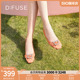DFuse迪芙斯春季新款方头漆皮蝴蝶结钻扣低跟单鞋DF31111252