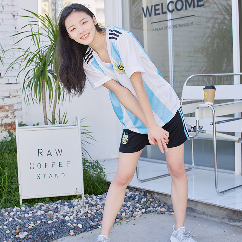 足球服女套装学生短袖10号梅西球衣定制女生宽松运动训练比赛队服