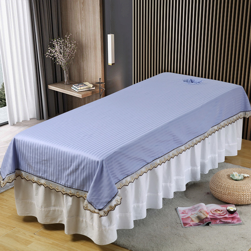 美容院专用床单 纯棉面料花边按摩推拿理疗SPA养生会所全棉带洞布