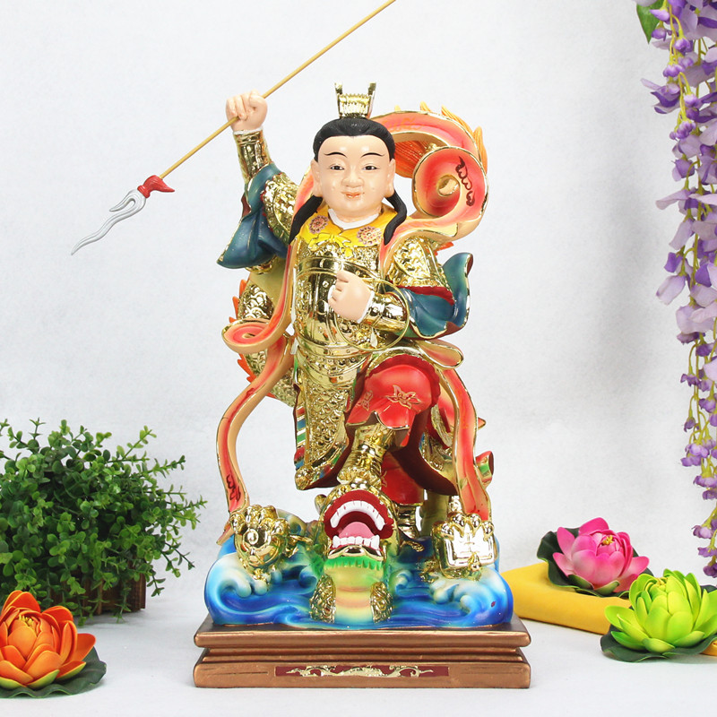 中式多款肚围双轮中龙三太子哪吒中坛元帅三台海会大神像桌面摆件