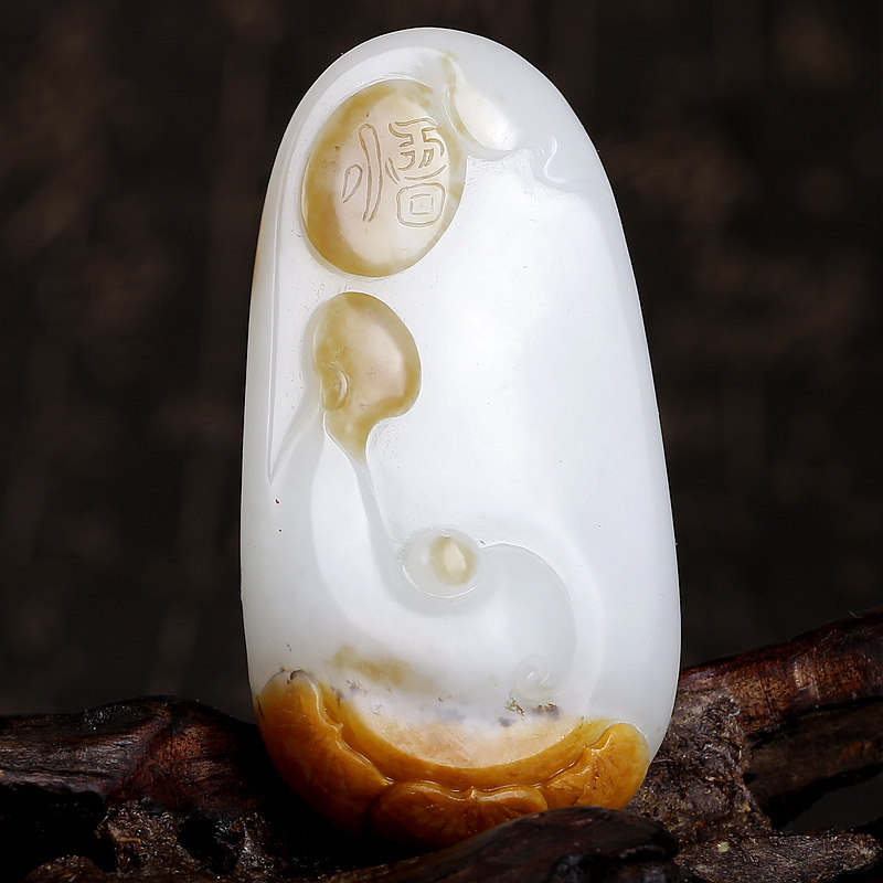省级玉雕大师文军作品 和田玉白玉悟道挂件 89克