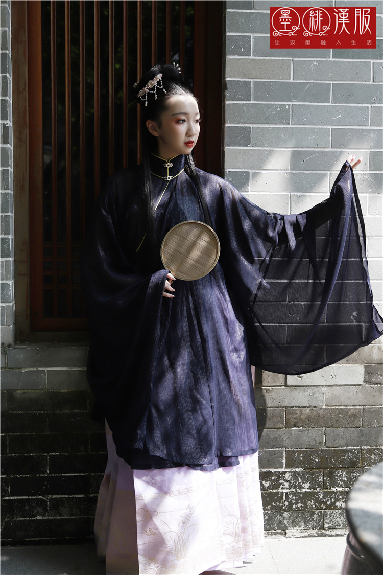 清仓包邮正品原创现货包邮汉服明制立领斜襟衫银丝皱单品长衫