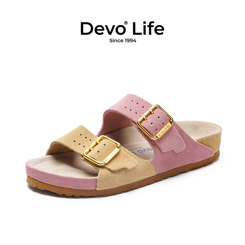 Devo Life软木拖鞋可爱拼色