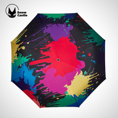 遮阳伞三折叠防晒喷墨创意太阳伞防晒防紫外线黑胶晴雨两用小黑伞