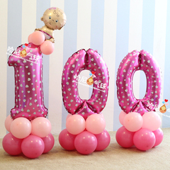 宝宝百天气球立柱 百日宴装饰布置路引 百天气球布置 100气球立柱