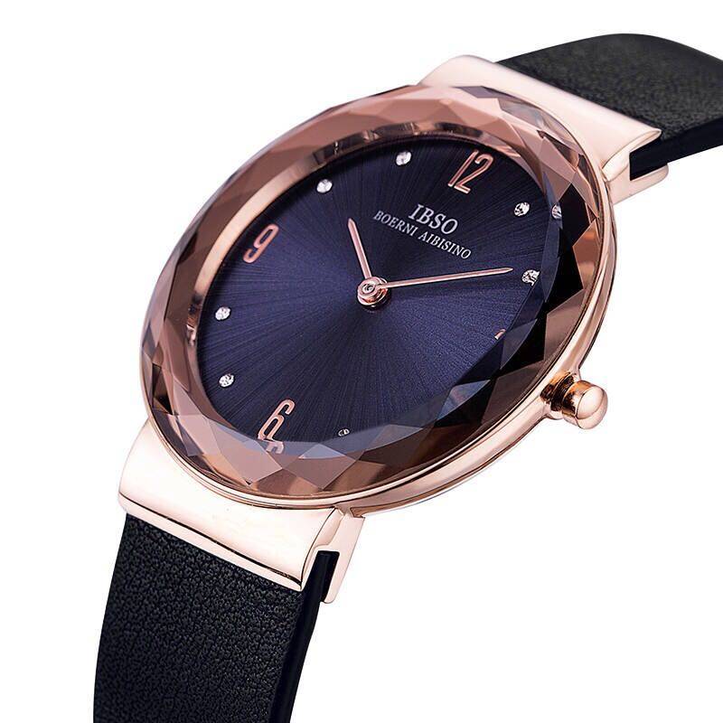 爱彼思诺ibso女时尚潮流钻石面皮带手表防水欧美风简约腕表 2278