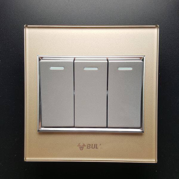 开关插座公牛系列面板开双香槟金三开三开双控开关双控开关