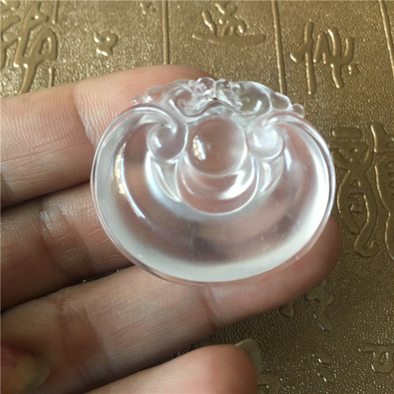 天然水沫玉如意锁吊坠长命锁玉坠玻璃种透明水沫子起荧光女款挂件