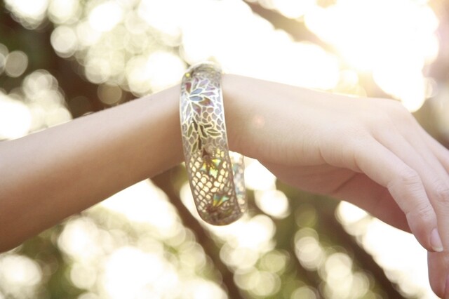 景泰蓝青禾淑坊脱胎跳脱透明真金老货手镯