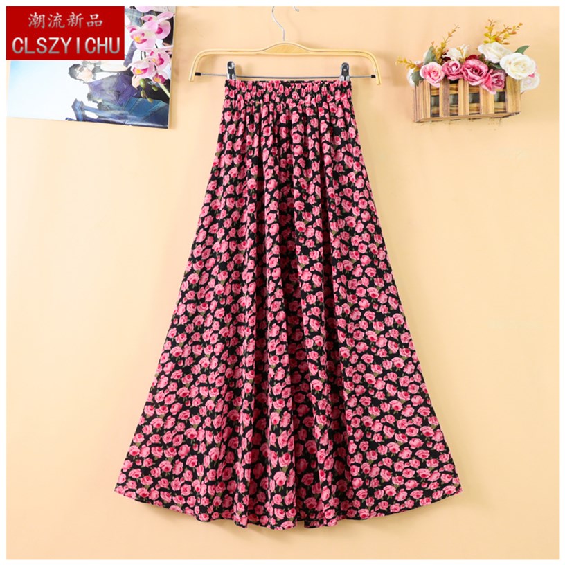 skirt Spring and summer 2020 new pattern Pendulum Korean Edition Paige Self cultivation Versatile Broken flowers Chiffon Overknee longuettein the Women's clothing/Boutique , Skirts category - from Buy2taobao.com to provide professional Taobao agent buy service