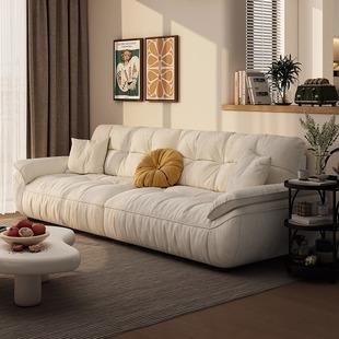 。云朵沙发客厅现代轻奢简约猫抓科技布沙发奶油风直排布艺沙发