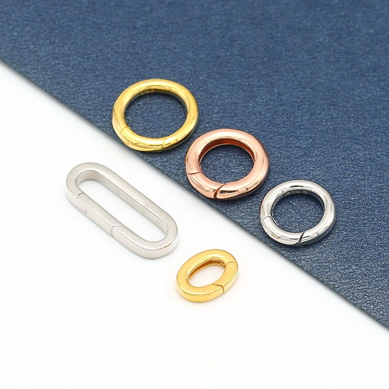 圆形环扣925银镀玫瑰金色万能扣机械扣连接扣项链手链圆环扣大号