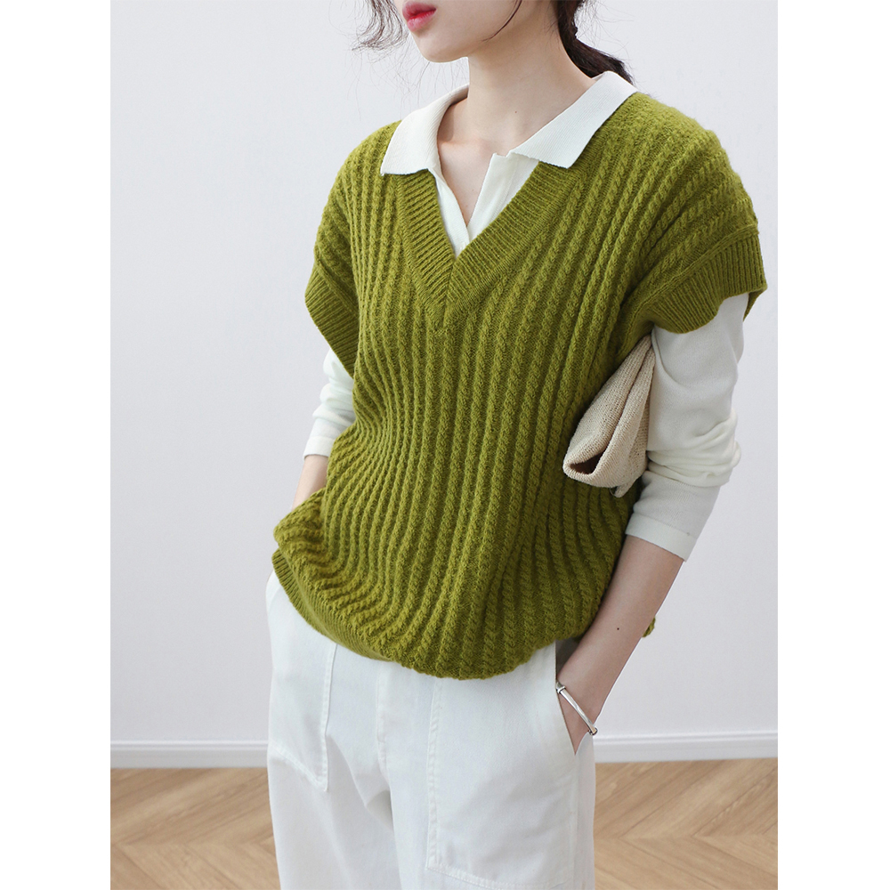 特价羊毛背心女v领
