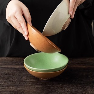 玖田烧-Rust日式复古斗笠碗米饭碗家用拉面碗面碗商用陶瓷碗菜碗