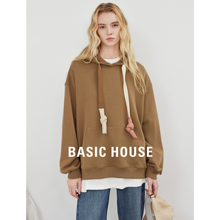 Basic House/百家好连帽卫衣女春季新款宽松减龄套头慵懒风