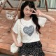 四季青广州十三行女装高端欧货上衣洋气独特别致爱心短袖T恤夏季