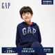 Gap男童2024春季新款LOGO刺绣宽松连帽卫衣儿童装运动外套429331