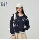 Gap女装2024春季新款纯棉撞色贴布绣logo棒球服学院风外套872711