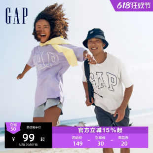 Gap男女装2024夏季新款纯棉字母logo圆领短袖T恤基础款上衣544464