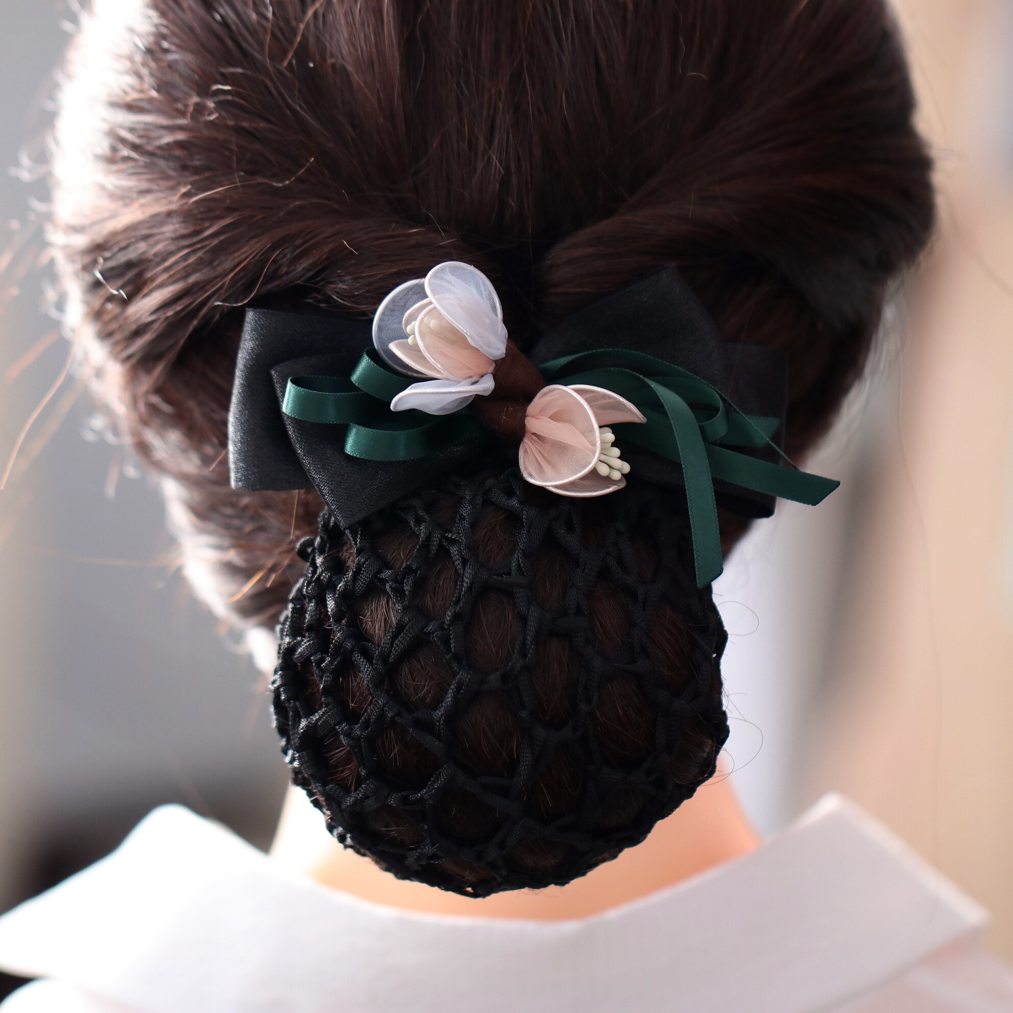 头花女职业细网 盘发 上班 优雅时尚发网女护士小清