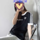 Adidas三叶草基础款三条杠男女休闲运动黑白T恤短袖CW1202 CW1203