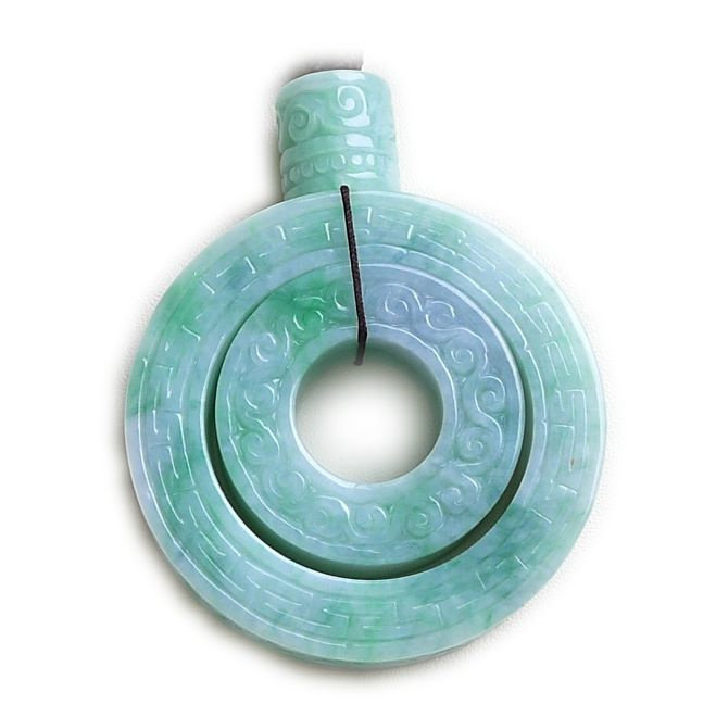 泰熙珠宝 冰糯种浅绿a货翡翠玉环挂件 101.80g