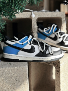 耐克球鞋定制 Nike DunkLow 氧化做旧解构鞋带男女黑蓝白低帮板鞋