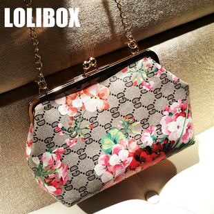 芬迪包鏈子上有皮嗎 LOLIBOX新款定制復古花朵pu防水皮夾子包鏈條單肩斜跨女包 芬迪包盒子