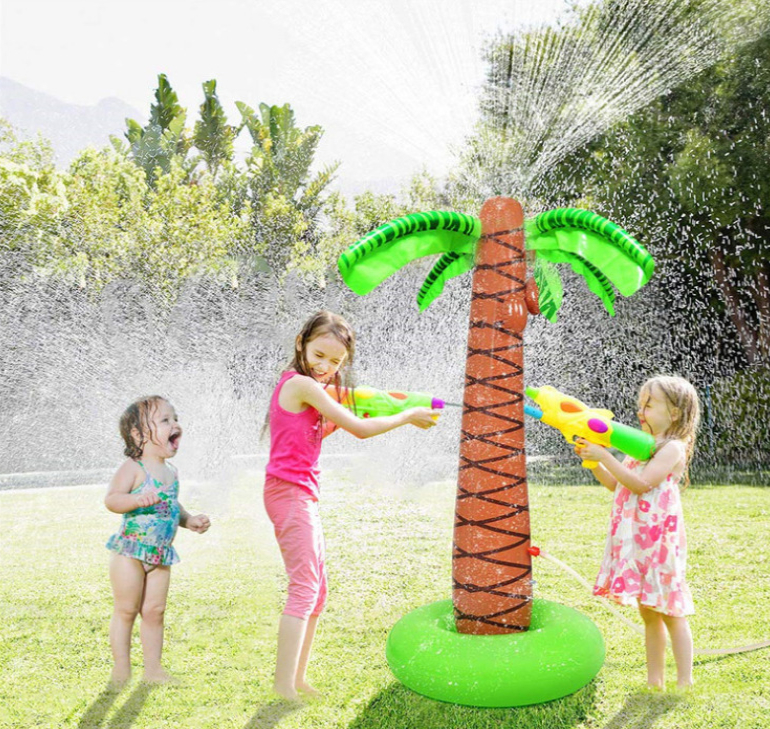 巨型充气喷水椰树户外儿童喷水椰子喷水戏水装备亲子草坪玩具活动
