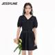 jessyline2024夏季专柜新款 杰茜莱黑色修身显瘦连衣裙 421211340