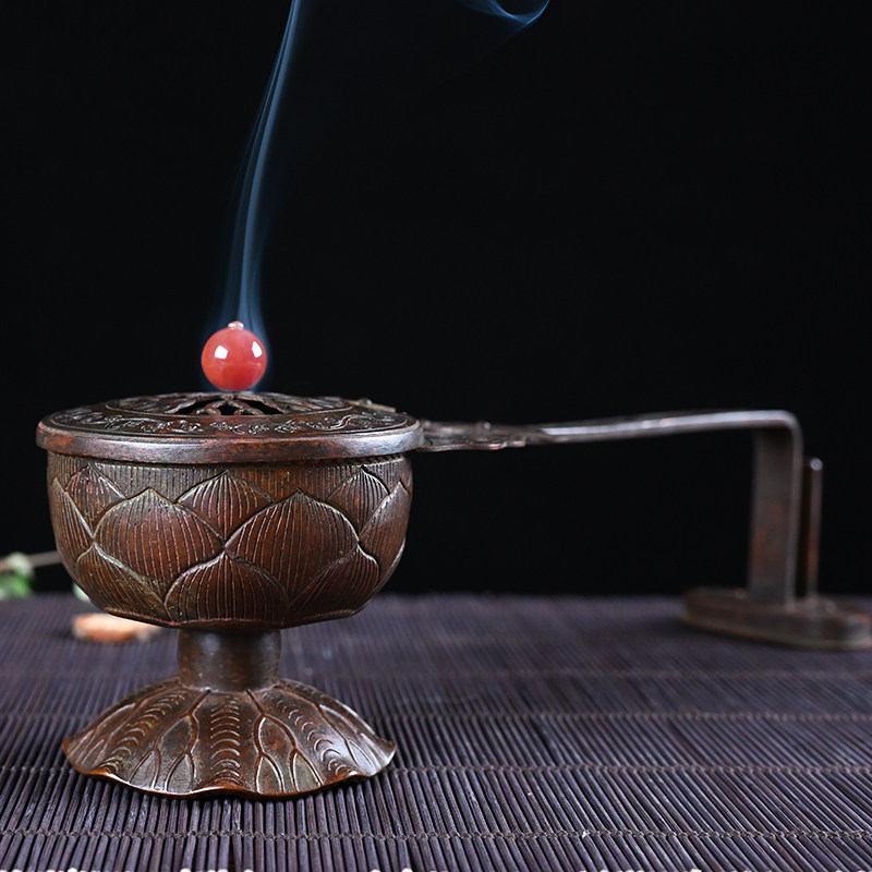 慧通香堂长柄手炉香斗精炼铜炉古帝王用佛道法会用古朴典雅华贵