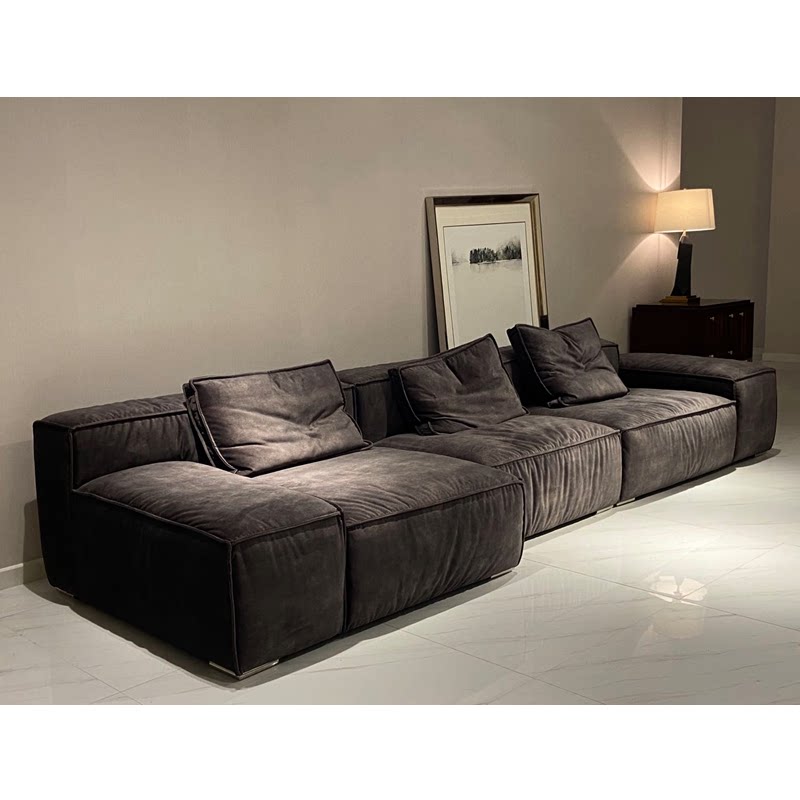 livingdivani懒人现代进口绒布布艺三人位北欧羽绒创意个性沙发