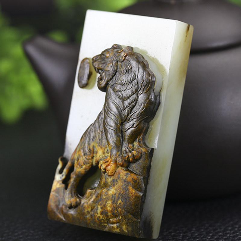 【威震山河】和田玉白玉挂件 老虎 重量75.7725克