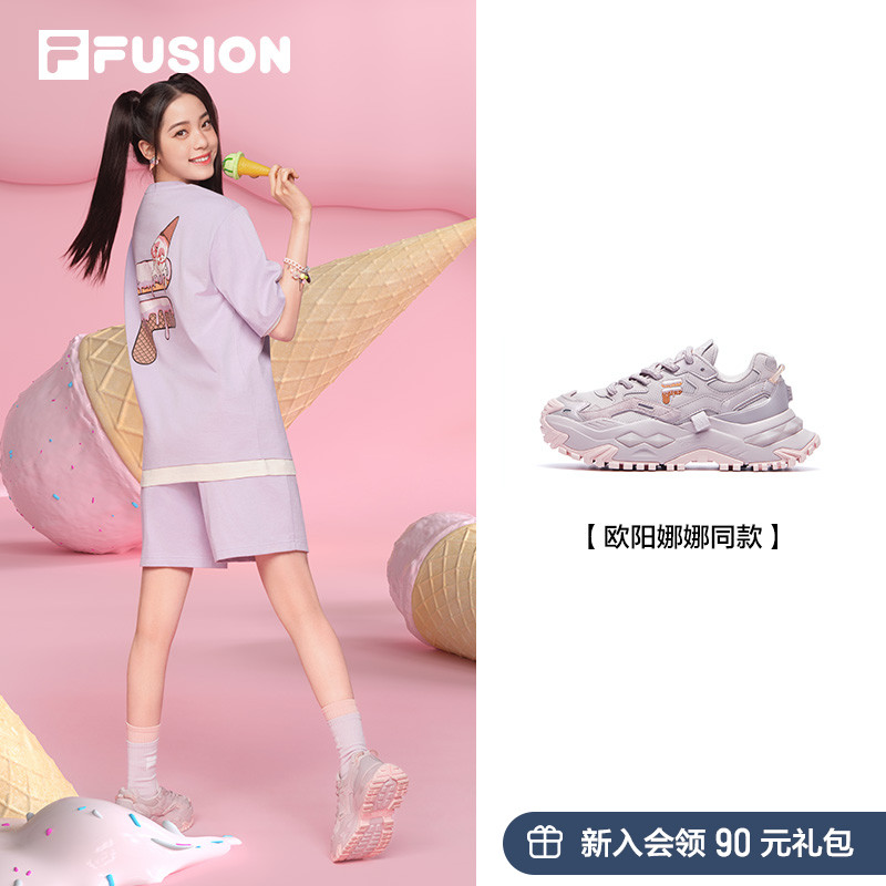 【欧阳娜娜同款】fila斐乐女鞋夏季新款跑步鞋厚底透气硬糖老爹鞋