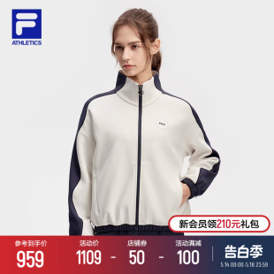 FILA斐乐官方针织薄款外套女立领休闲夹克2024春季新款运动服上衣