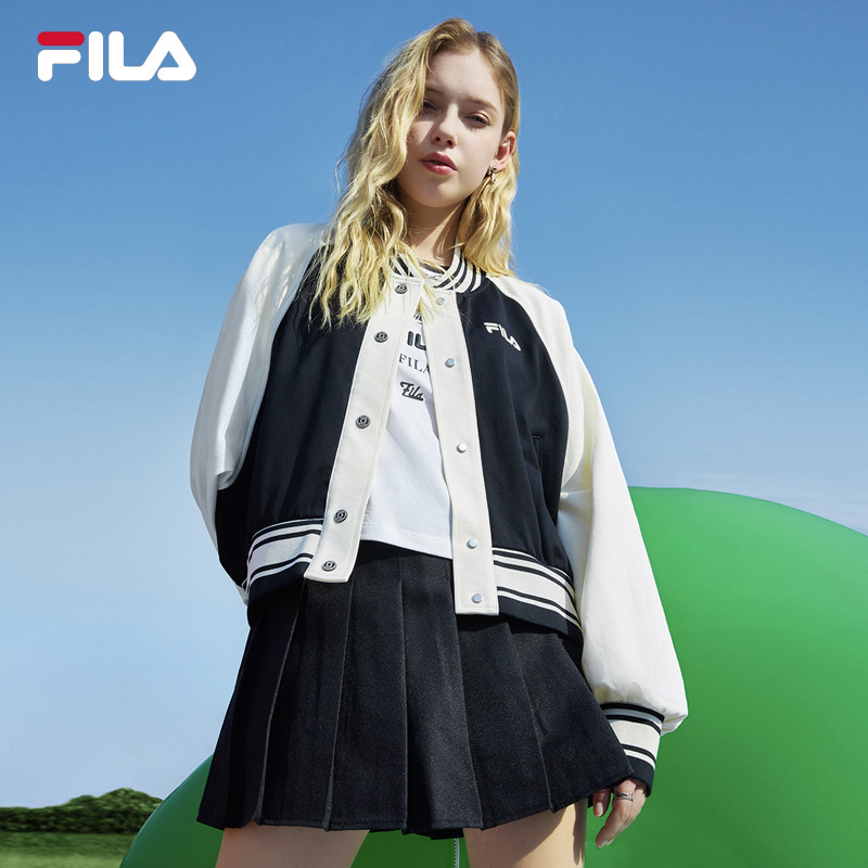 fila斐乐官方女子运动外套2022年春季新款撞色时尚休闲棒球服女
