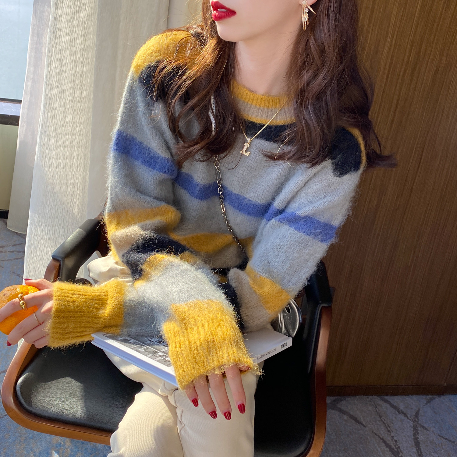 马海毛毛衣女2021年新款